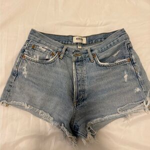 Agolde Light Blue Distressed Jean Shorts